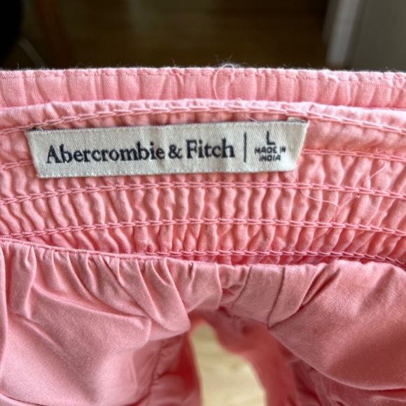 Abercrombie & Fitch Ruffle Sleeve Poplin Peplum Crop Top - Picture 3 of 3